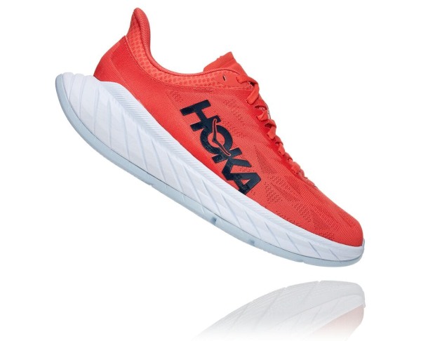 Hoka One One Carbon X 2 Womens UK - Coral / Black Road Running Shoes - HATCV3715